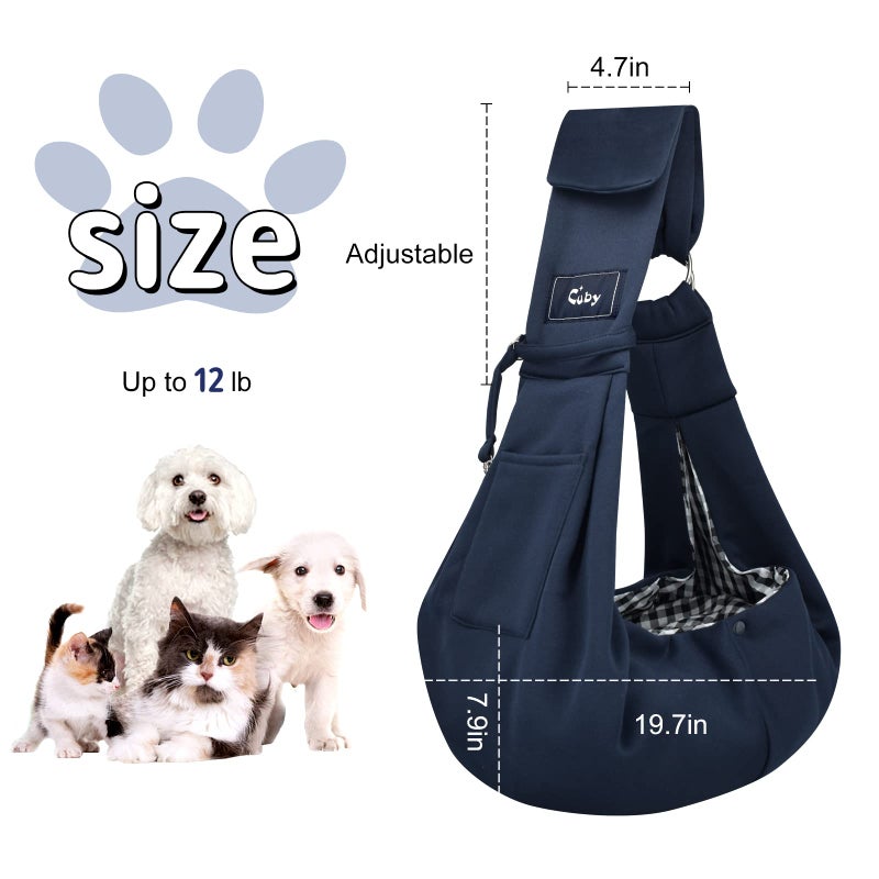CUBY Dog and Cat Sling Carrier - Hands Free Reversible Pet Papoose Bag - Soft Pouch and Tote Design - Suitable for Puppy, Small Dogs Cats Outdoor (Blue, Adjust Strap 1.0) - Image 5